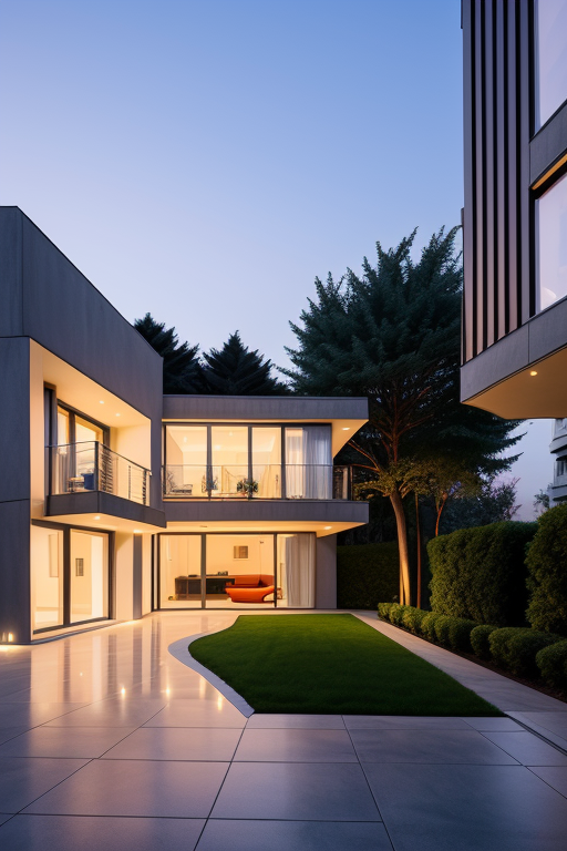 Villa, designed by Eero Saarinen, sunset, beautiful building, Ultra hd, editorial, iso 400, 8k, full frame, landscape, Townhouse, designed by Frank Gehry, Modern Architecture, morning, in Istanbul