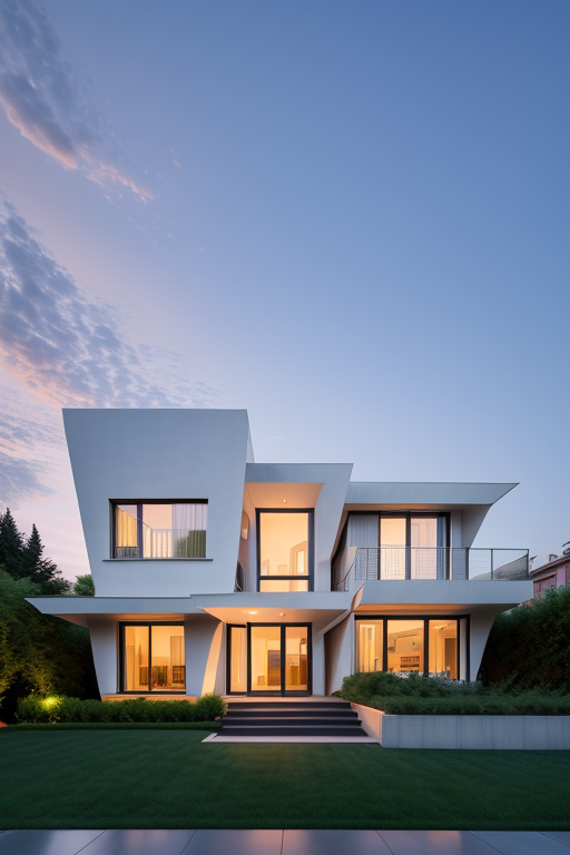 Villa, designed by Eero Saarinen, sunset, beautiful building, Ultra hd, editorial, iso 400, 8k, full frame, landscape, Townhouse, designed by Frank Gehry, Modern Architecture, morning, in Istanbul