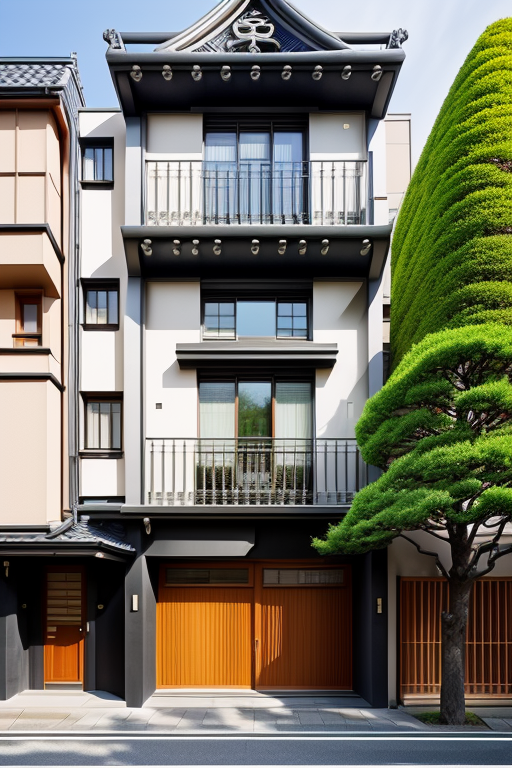 , Townhouse, designed by Gaudi, Bauhaus Architecture, in Tokyo, afternoon