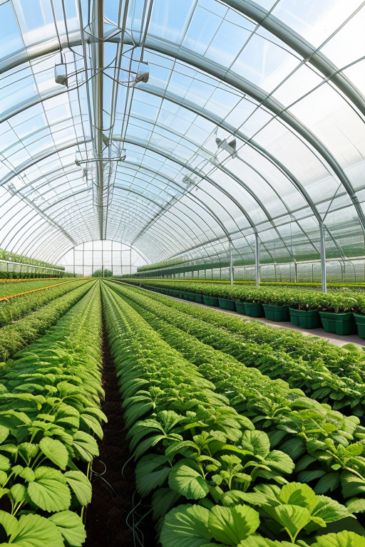 to make a hydroponic cultivation of strawberry plants with recirculating irrigation inside a greenhouse. 2000 strawberry plants are to be displayed in 5 tiers of channels., Factory, designed by Norman Foster, Parametric Architecture, morning, in the mountains