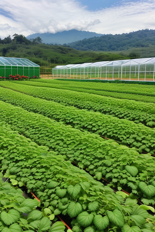 make a greenhouse for hydroponic cultivation of strawberry plants. the view must be complete from the sky. the crop must be located on a plot of land in the parish of santa rosa Ambato ecuador.