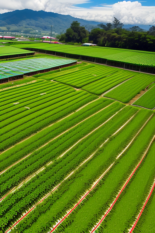 make a greenhouse for hydroponic cultivation of strawberry plants. the view must be complete from the sky. the crop must be located on a plot of land in the parish of santa rosa Ambato ecuador.