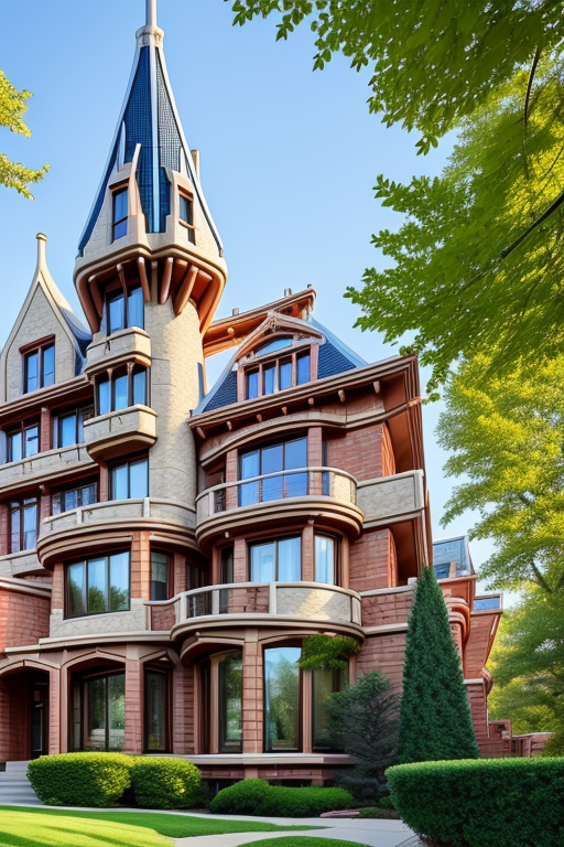 , Mansion, designed by Gaudi, Post-Modern Architecture, morning, in Toronto