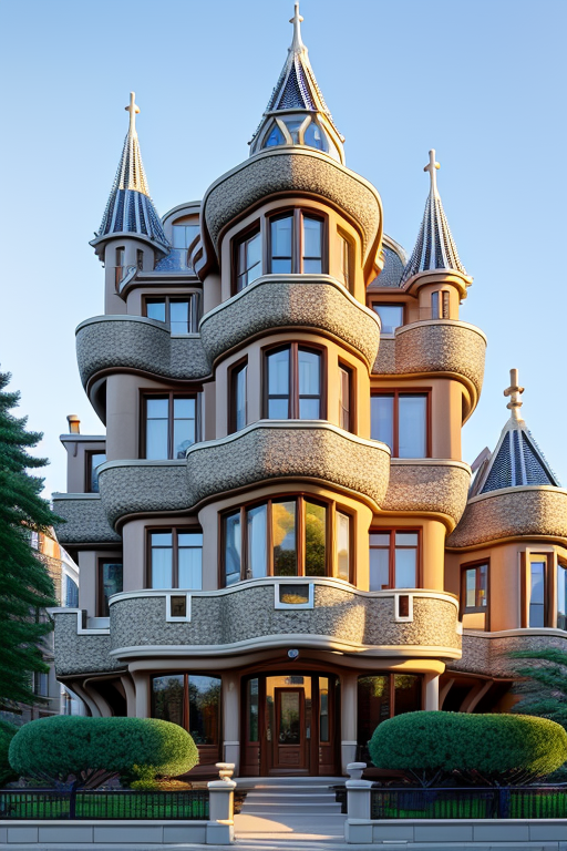 , Mansion, designed by Gaudi, Post-Modern Architecture, morning, in Toronto