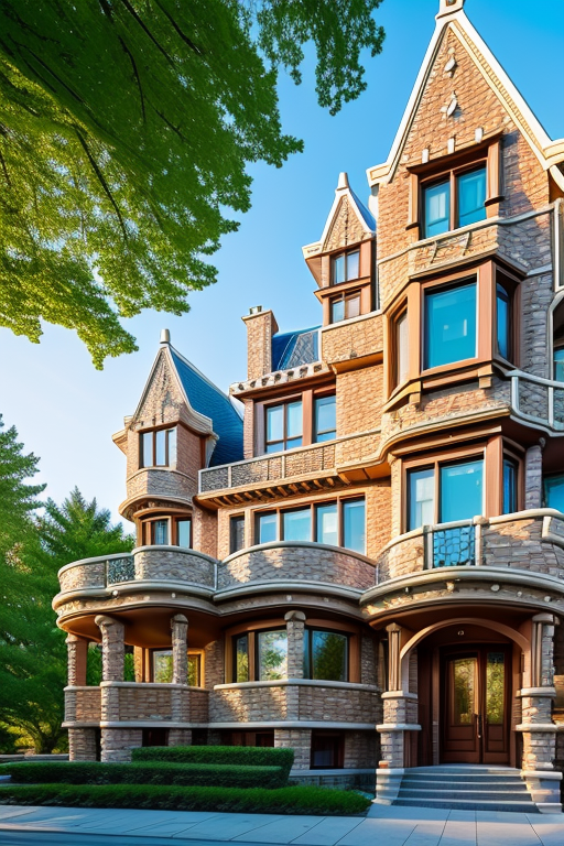 , Mansion, designed by Gaudi, Post-Modern Architecture, morning, in Toronto