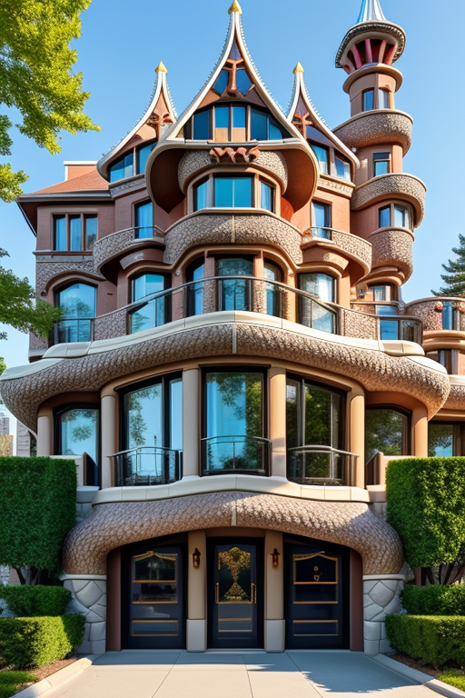 , Mansion, designed by Gaudi, Post-Modern Architecture, morning, in Toronto