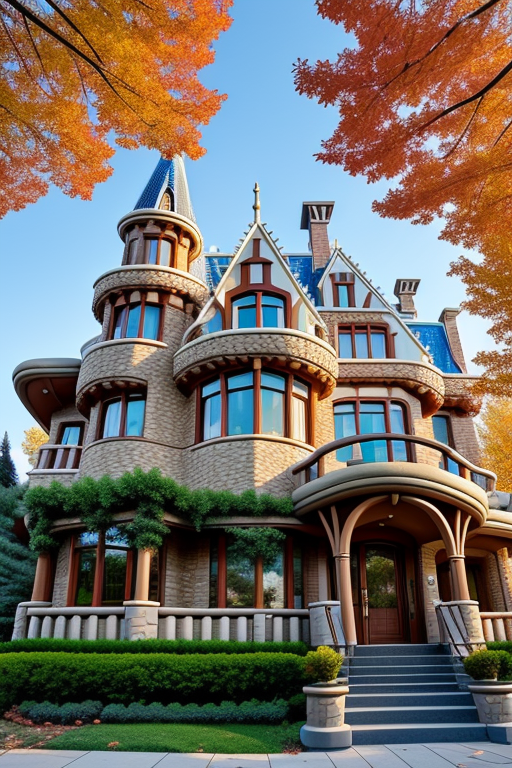 , Mansion, designed by Gaudi, Post-Modern Architecture, morning, in Toronto