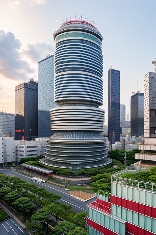 one piece, , morning, in Tokyo, Japanese architecture, designed by Renzo Piano