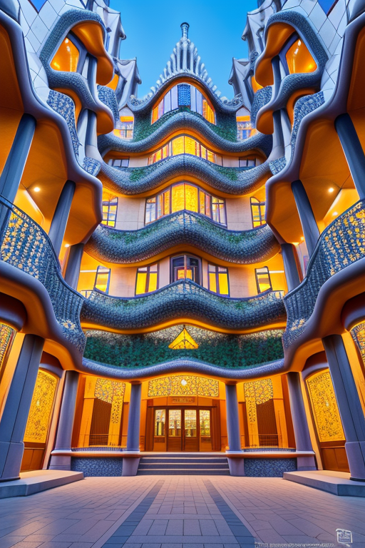 , University, designed by Gaudi, Japandi architecture, in New York