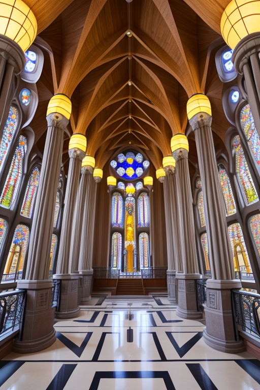 , University, designed by Gaudi, Japandi architecture, in New York