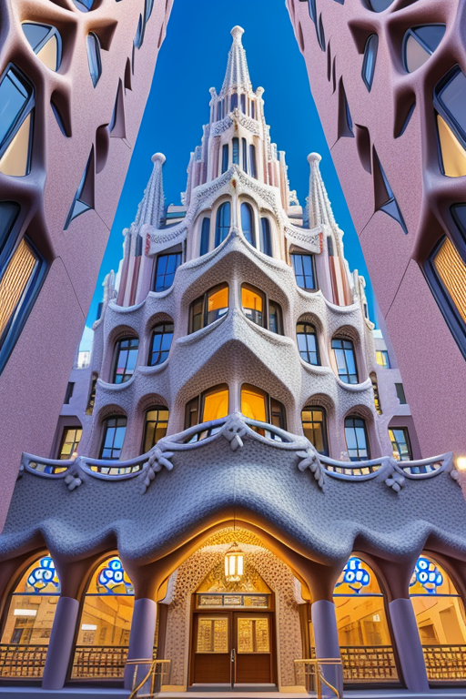 , University, designed by Gaudi, Japandi architecture, in New York