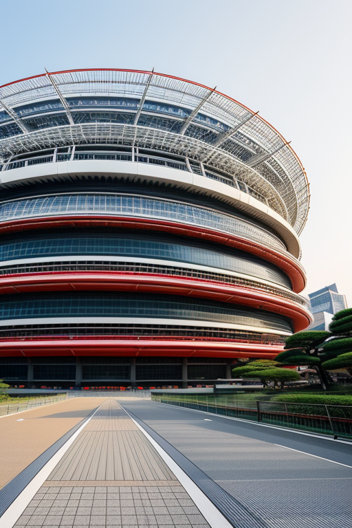 morning, in Tokyo, Japanese architecture, designed by Renzo Piano, Stadium