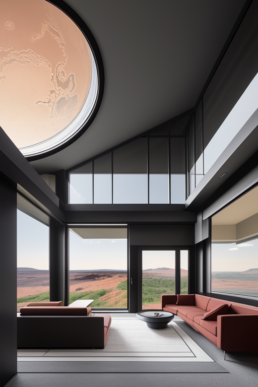 , Mansion, designed by Eero Saarinen, Constructivism Architecture, on Mars