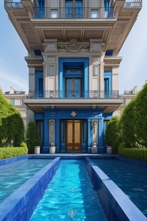 Aquarium, velvet blue, abstract, apocalypse , Villa, Mansion, in Paris, Modern Architecture, Neofuturist Architecture, afternoon