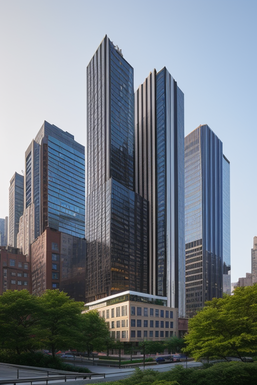 , Building, designed by Rem Koolhas, Modern Architecture, morning, in New York