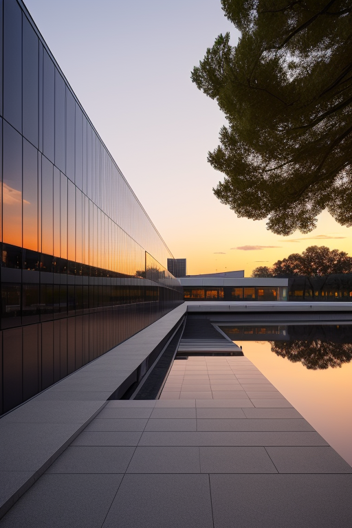 , Museum, designed by Eero Saarinen, Modern Architecture, sunset, in Barcelona