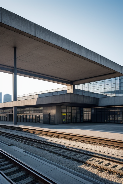 Train station , Brutalist Architecture, , designed by Mies Van der Rohe