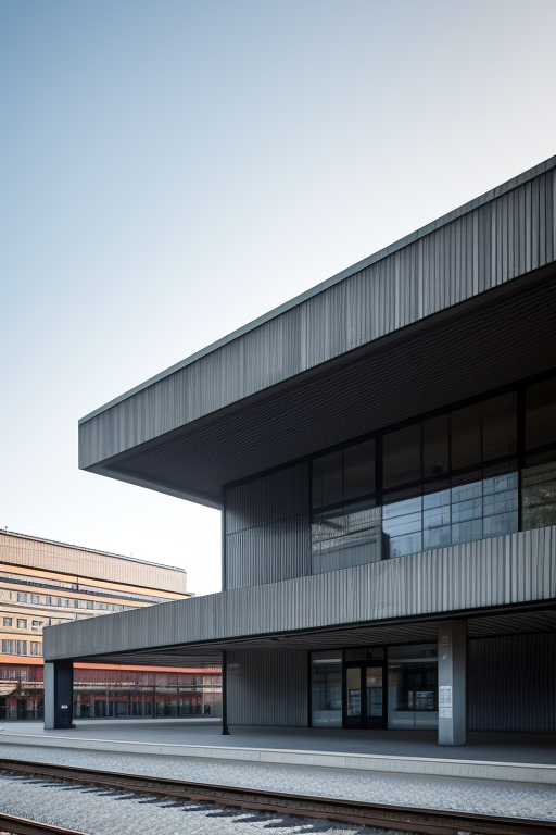 Train station , Brutalist Architecture, , designed by Mies Van der Rohe, Madrid 