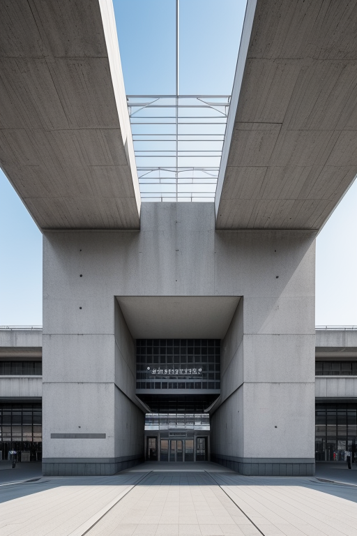 Train station , Brutalist Architecture, , designed by Mies Van der Rohe, Madrid, white 