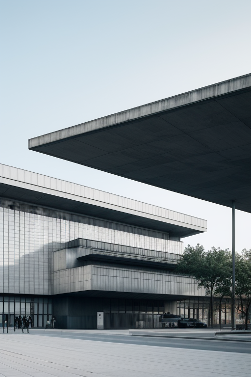 Train station , Brutalist Architecture, , designed by Mies Van der Rohe, Madrid, white, steel 