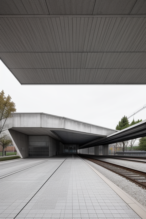 Train station , Brutalist Architecture, , designed by Mies Van der Rohe, Madrid, white, steel 