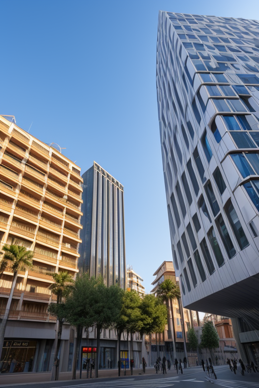 , Modern Architecture, morning, in Barcelona