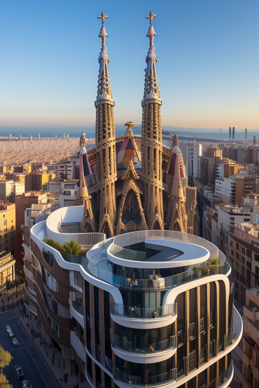 , Modern Architecture, morning, in Barcelona