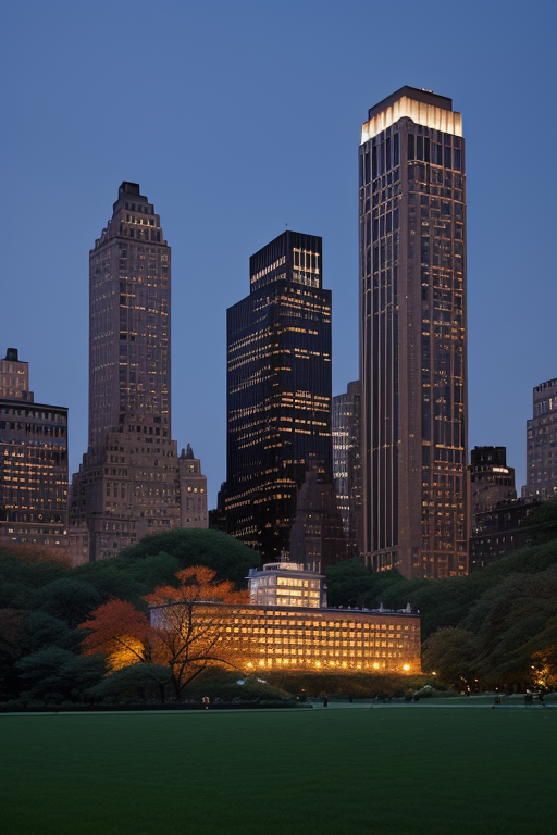 Central Park , designed by Mies Van der Rohe, night time