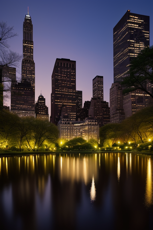 Central Park , designed by Mies Van der Rohe, night time