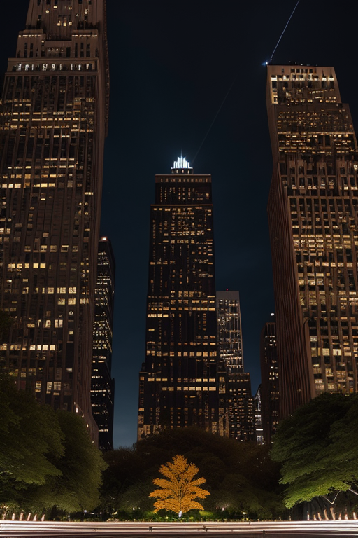 Central Park , designed by Mies Van der Rohe, night time