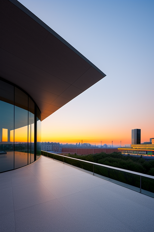 Museum, designed by Eero Saarinen, Modern Architecture, sunset, in Barcelona