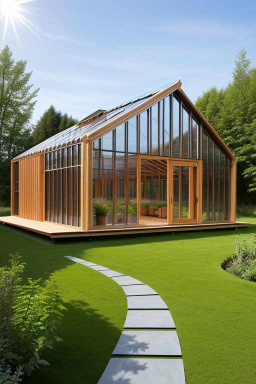 Greenhouse skin of organic design, with a parametric structure of steel and wood, taking advantage of the path of the sun, within this skin but separated, a sustainable house made of CLT wood with spaces between the house and the organic skin of the organic garden.