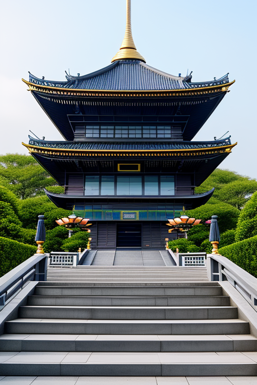 futuristic pagoda based on stairs 