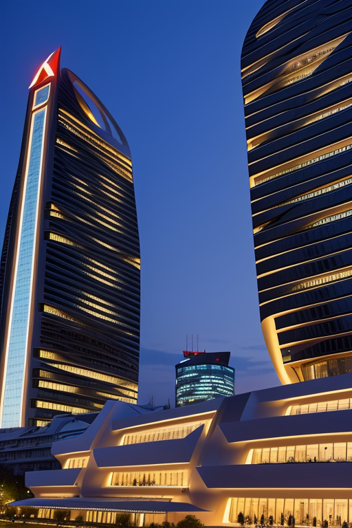 , Hotel, designed by Zaha Hadid, Modern Architecture, sunset, in Paris