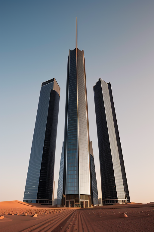 , Tower, Modern Architecture, morning, night time, on Mars