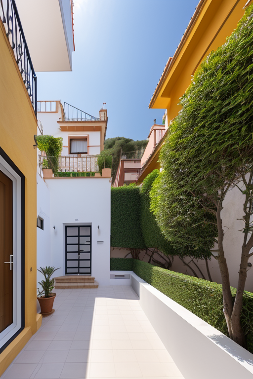 , designed by Rem Koolhas, Modern terraced house no pool seen from the street in Terrasa ,spain 3 floors in a street, low budget 