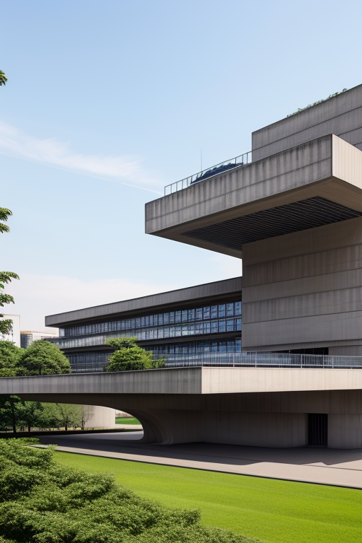 , University, designed by Oscar Niemeyer, Brutalist Architecture, in Berlin, afternoon