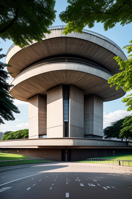 , University, designed by Oscar Niemeyer, Brutalist Architecture, in Berlin, afternoon