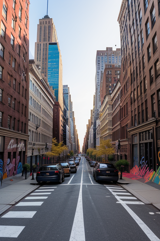 a street in new york with graffitis 