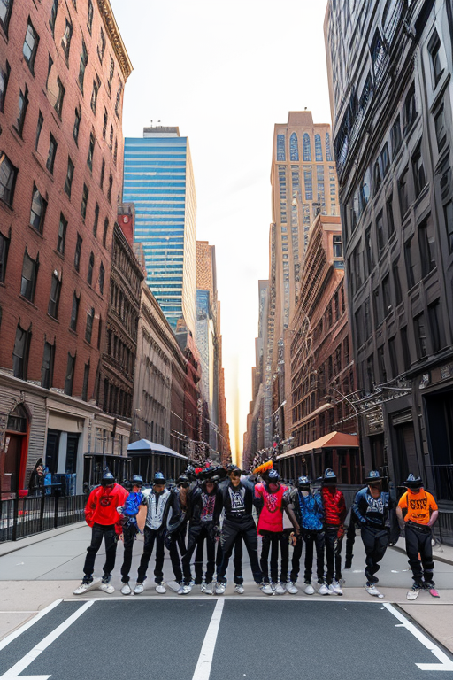 a street in new york with graffitis and hip hop dancers