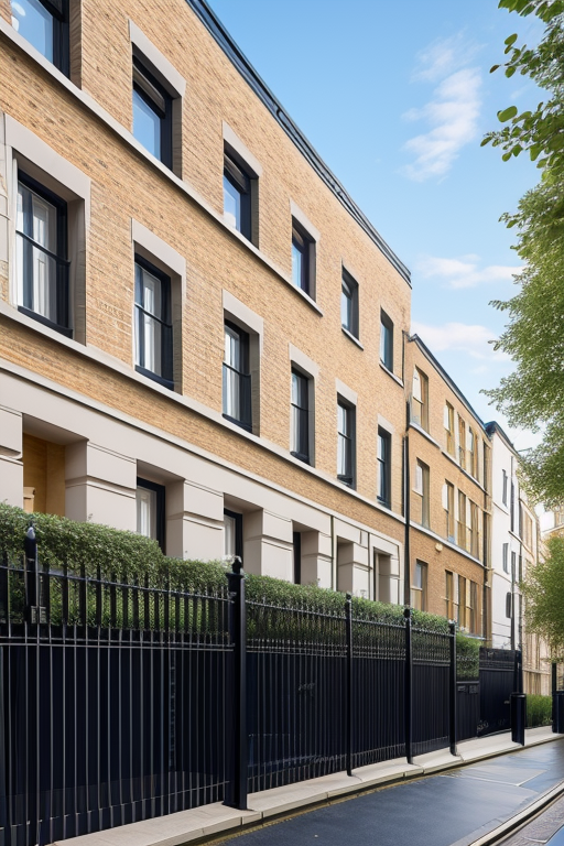 derechos humanos, Townhouse, Modern Architecture, morning, in London
