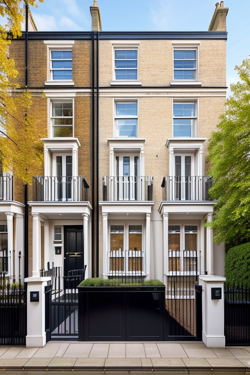derechos humanos, Townhouse, Modern Architecture, morning, in London
