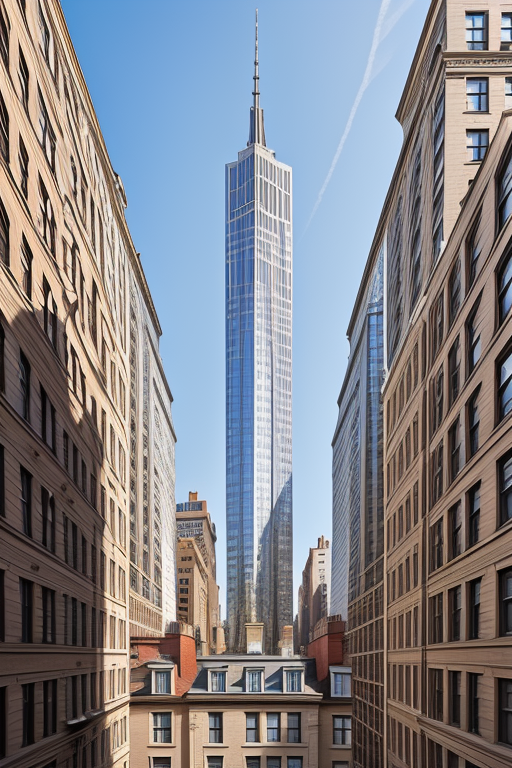 , designed by Norman Foster, Neofuturist Architecture, afternoon, in New York, Townhouse hiperrealistic