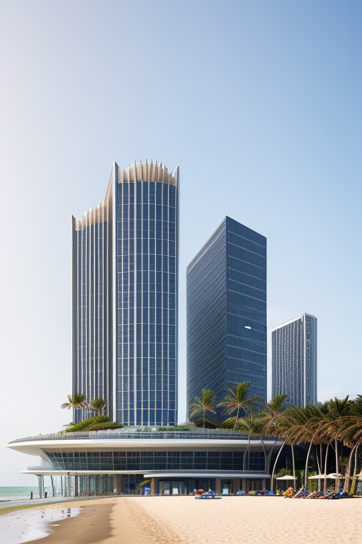 , designed by Norman Foster, afternoon, Modern Architecture, on the beach, Building