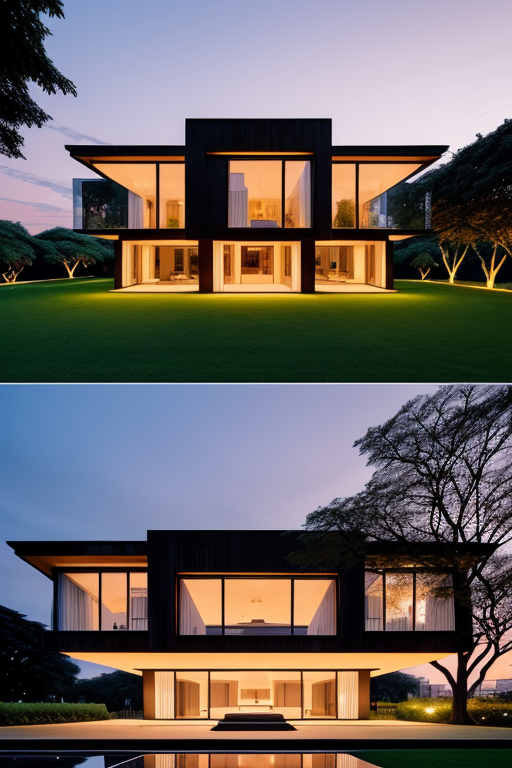 , Mansion, designed by Oscar Niemeyer, Modern Architecture, sunset, in Berlin