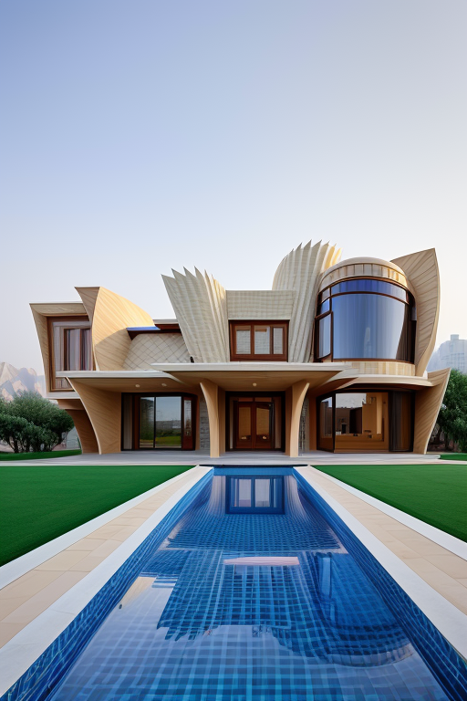 , Villa, designed by Frank Gehry, Islamic architecture, morning, in Tehran