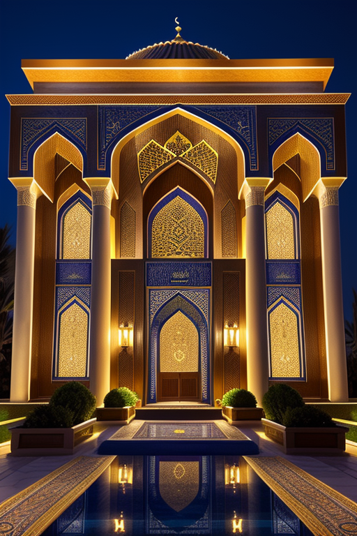 , Villa, Islamic architecture, night time, in Tehran,