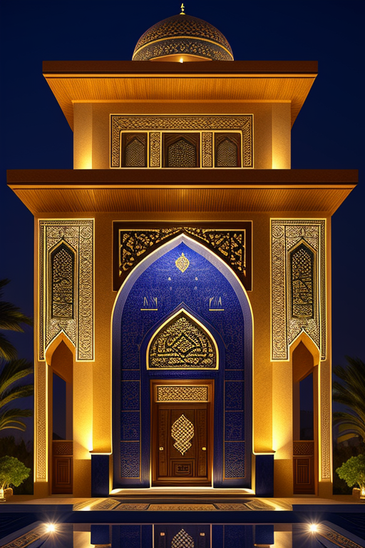 , Villa, Islamic architecture, night time, in Tehran,