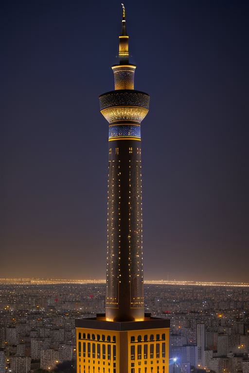 , Tower, Islamic architecture, night time, in Tehran,