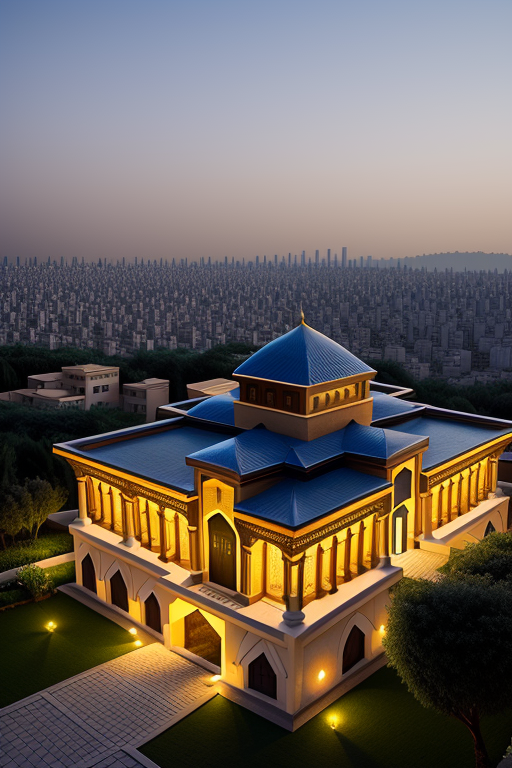 , villa, Islamic architecture, night time, in Rasht,